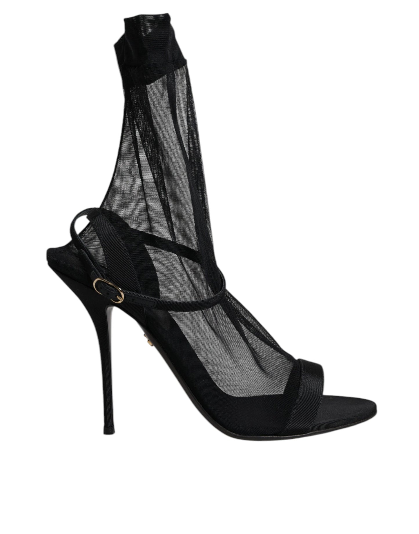 Dolce & Gabbana Black Tulle Stretch Heels Sandals Shoes by Dolce & Gabbana