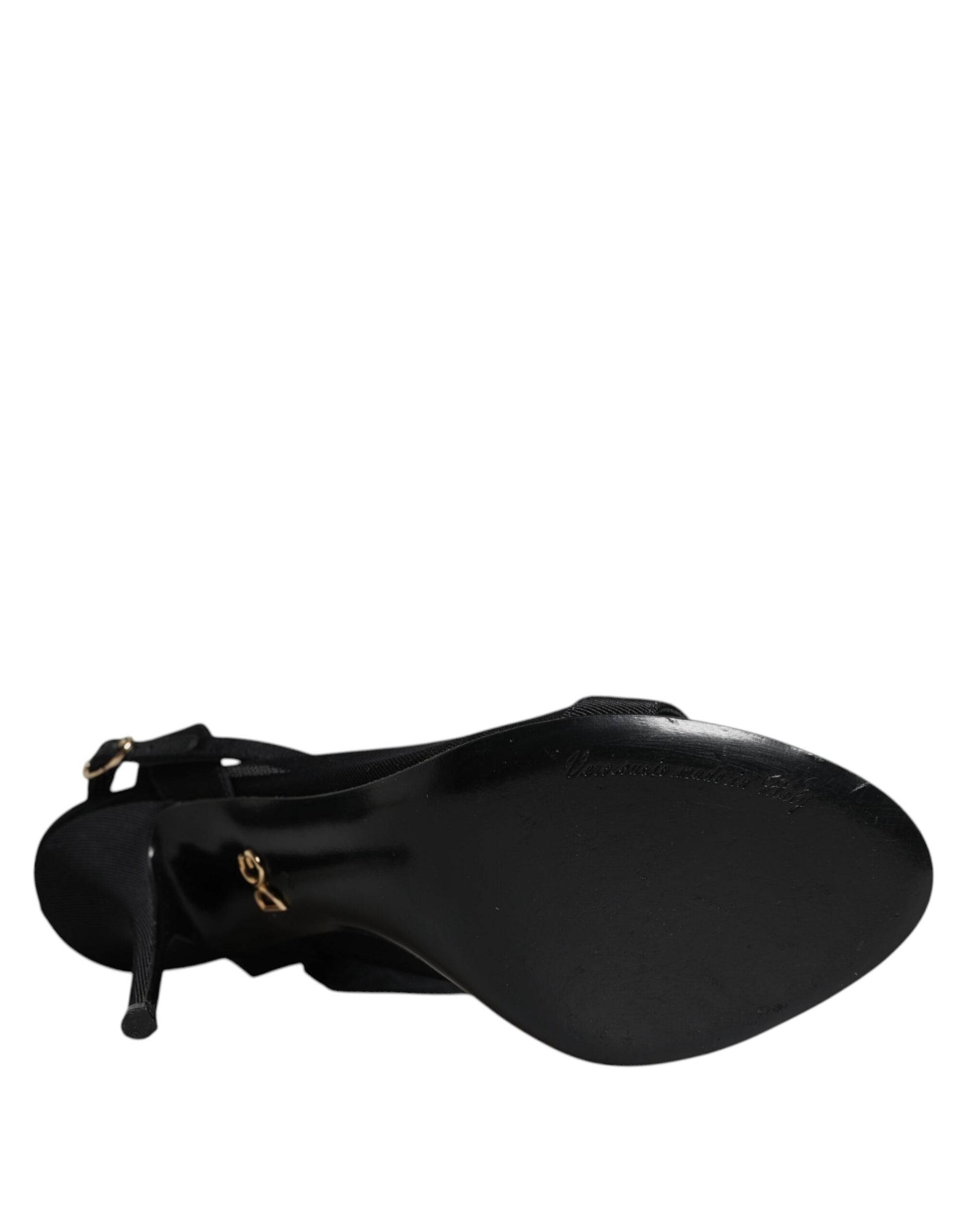 Dolce & Gabbana Black Tulle Stretch Heels Sandals Shoes by Dolce & Gabbana