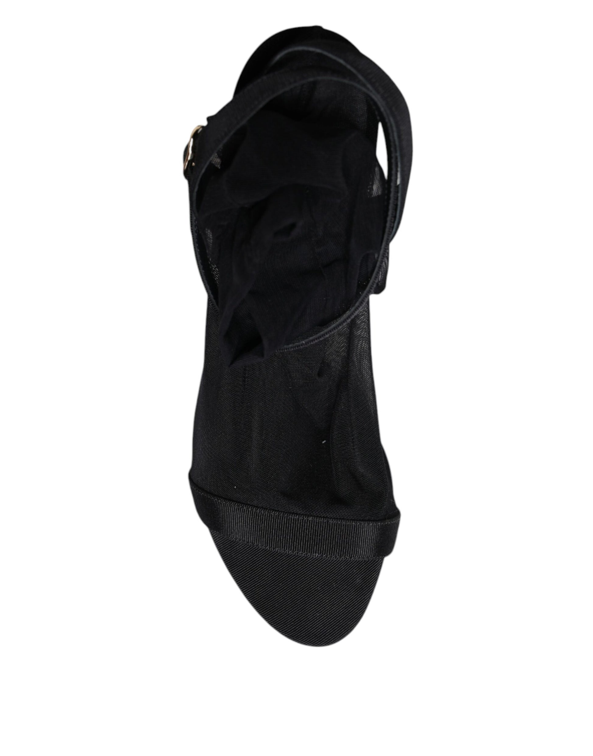Dolce & Gabbana Black Tulle Stretch Heels Sandals Shoes by Dolce & Gabbana