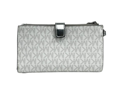 Portefeuille Michael Kors Jet Set Travel à double fermeture éclair et dragonne Blanc