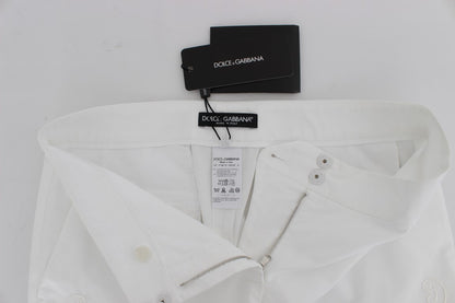 Pantalon habillé élégant à découpes florales blanches Dolce &amp; Gabbana