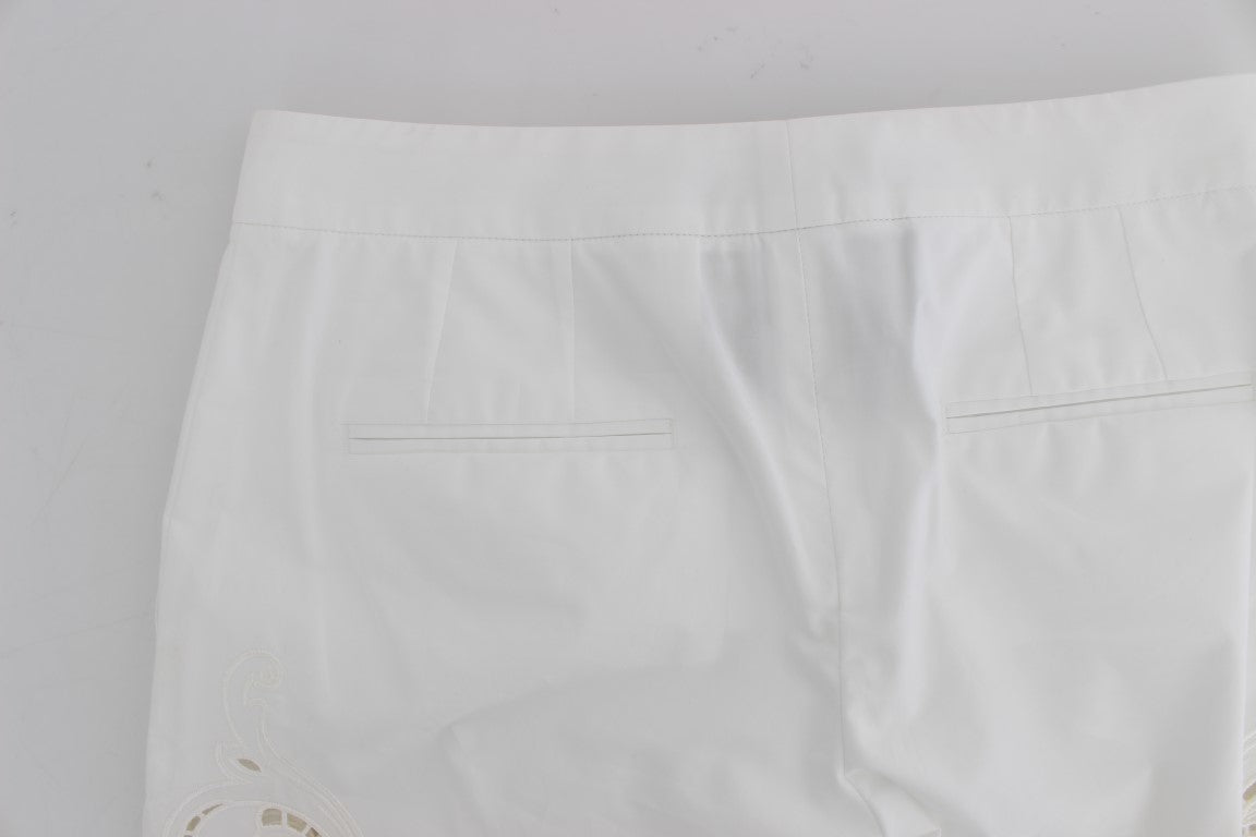 Pantalon habillé élégant à découpes florales blanches Dolce &amp; Gabbana