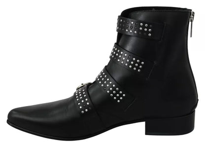 Dondup Black Fashion Buckled Zipper Ankle Boots Shoes by Dondup