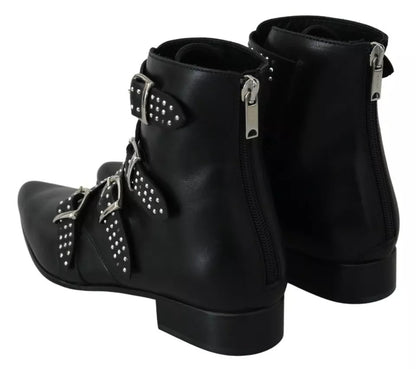 Dondup Black Fashion Buckled Zipper Ankle Boots Shoes by Dondup