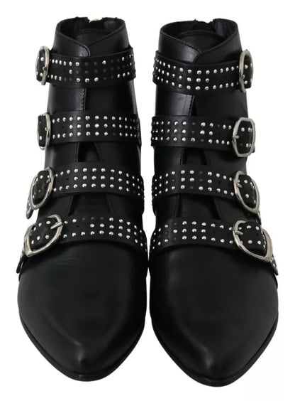Dondup Black Fashion Buckled Zipper Ankle Boots Shoes by Dondup