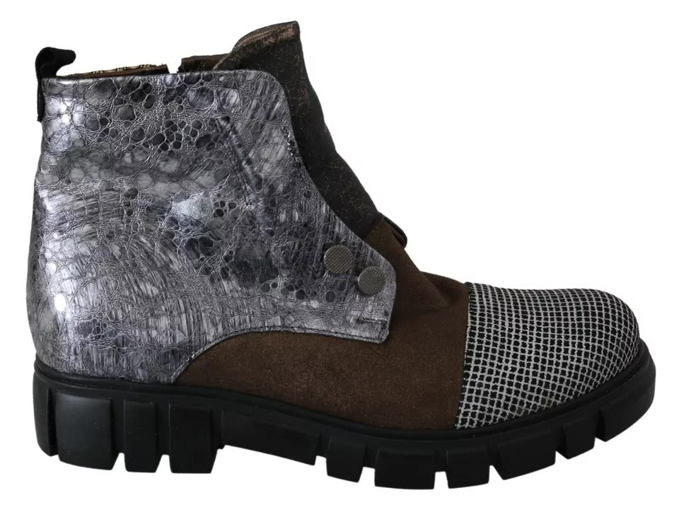 EBARRITO Multicolor Leather Suede Zipper Ankle Boots Shoes by EBARRITO