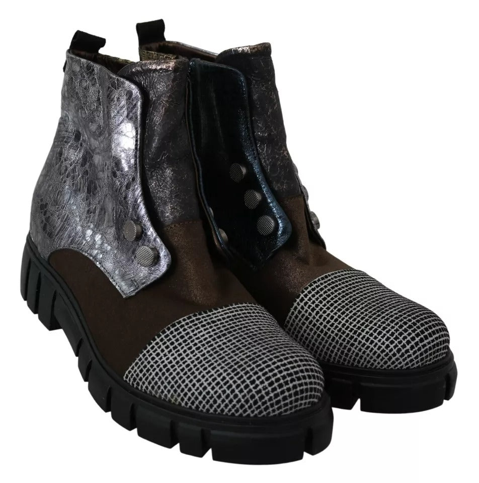 EBARRITO Multicolor Leather Suede Zipper Ankle Boots Shoes by EBARRITO