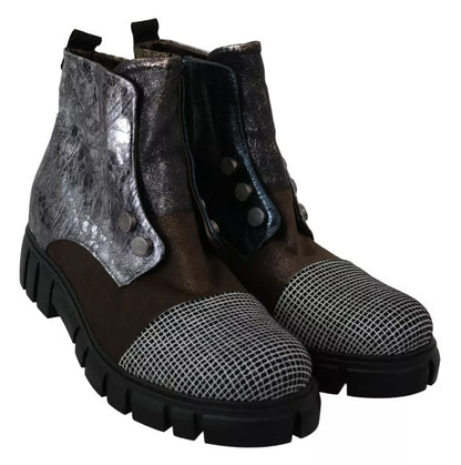 EBARRITO Multicolor Leather Suede Zipper Ankle Boots Shoes by EBARRITO