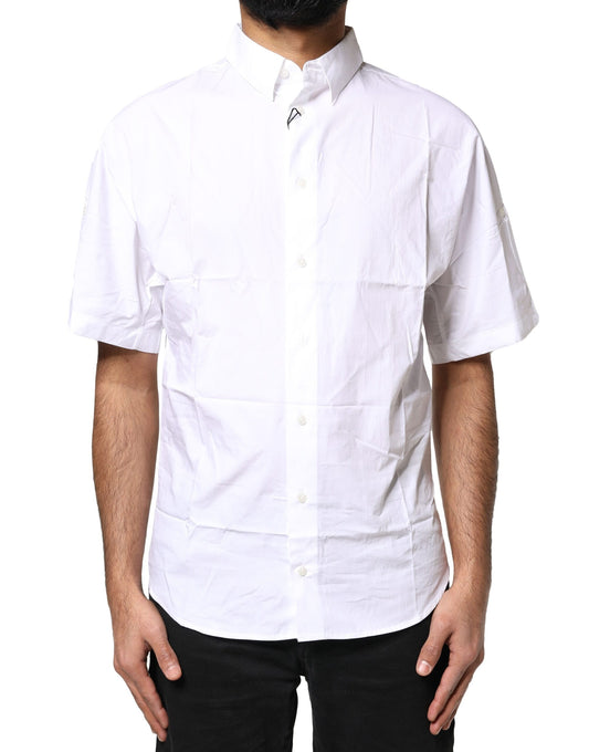 Dolce & Gabbana White Cotton Button Down Casual Men Polo Shirt by Dolce & Gabbana