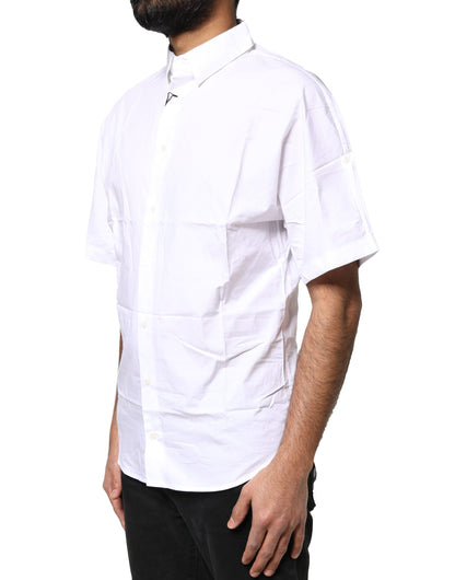 Dolce & Gabbana White Cotton Button Down Casual Men Polo Shirt by Dolce & Gabbana