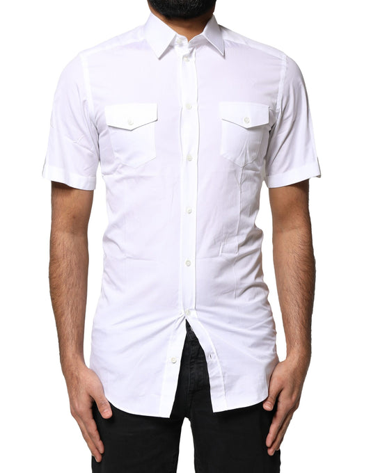 Dolce & Gabbana White GOLD Button Down Casual Men Polo Shirt by Dolce & Gabbana
