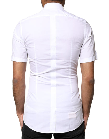 Dolce & Gabbana White GOLD Button Down Casual Men Polo Shirt by Dolce & Gabbana