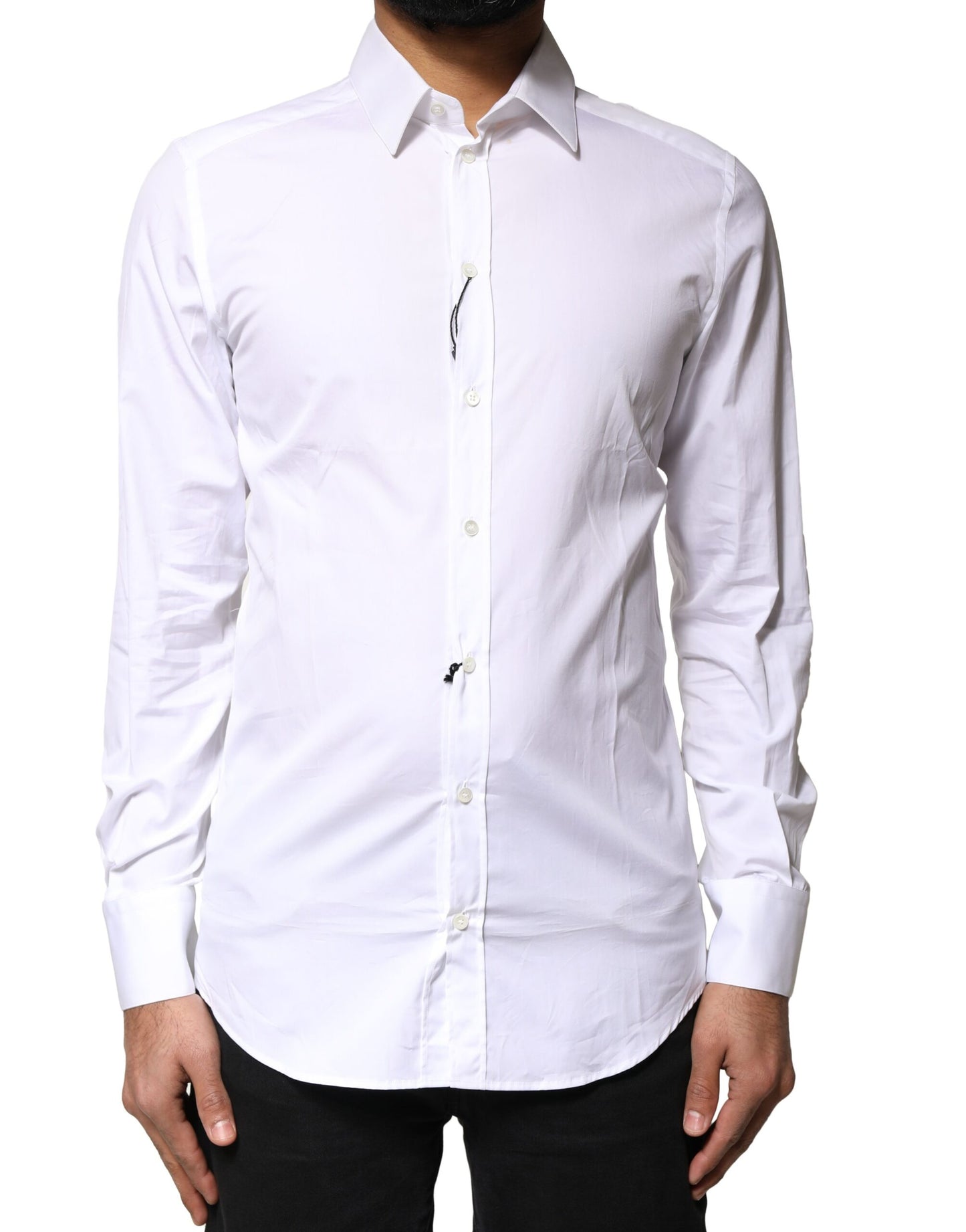 Dolce & Gabbana White GOLD Cotton Long Sleeves Men Dress Shirt by Dolce & Gabbana