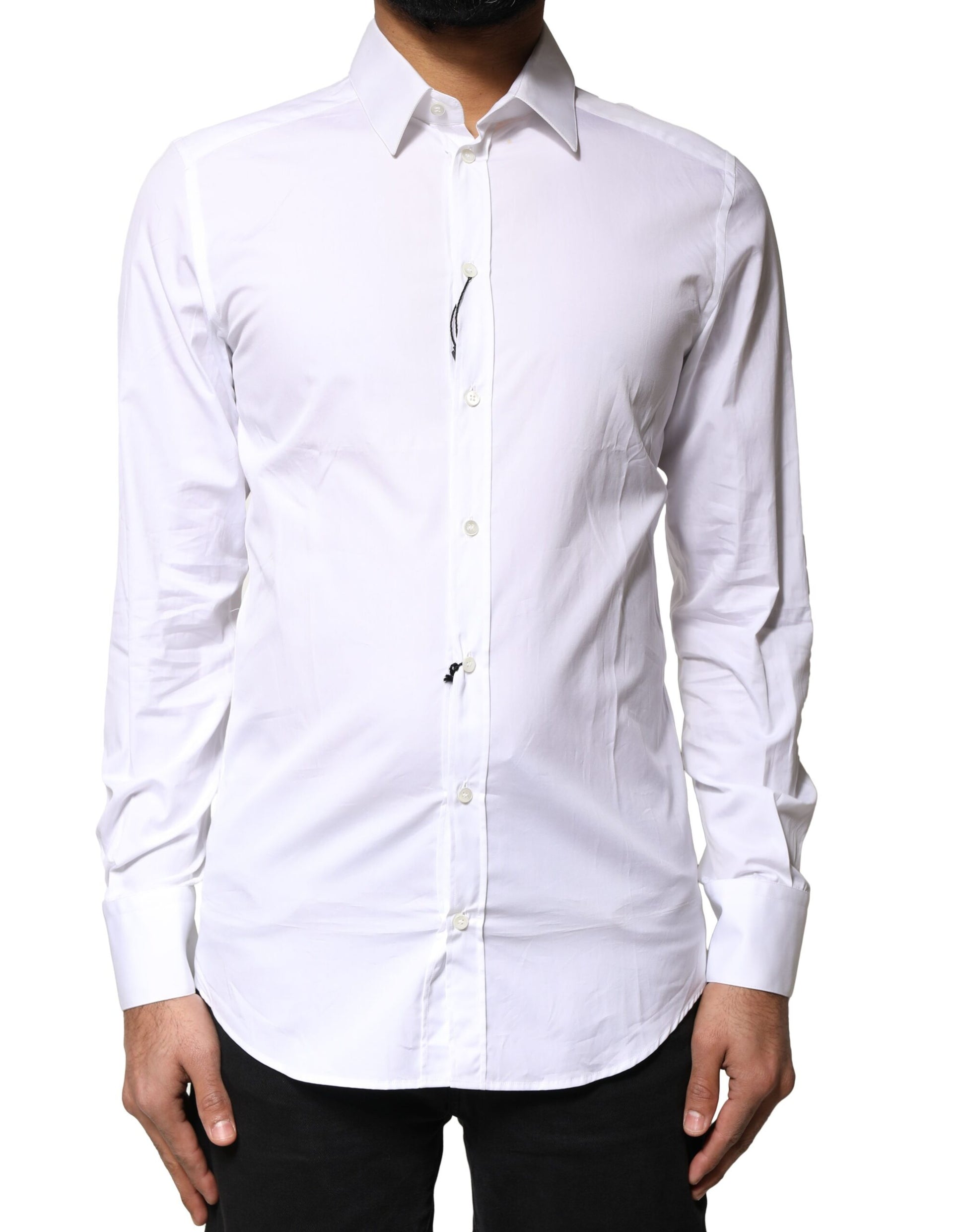 Dolce & Gabbana White GOLD Cotton Long Sleeves Men Dress Shirt by Dolce & Gabbana