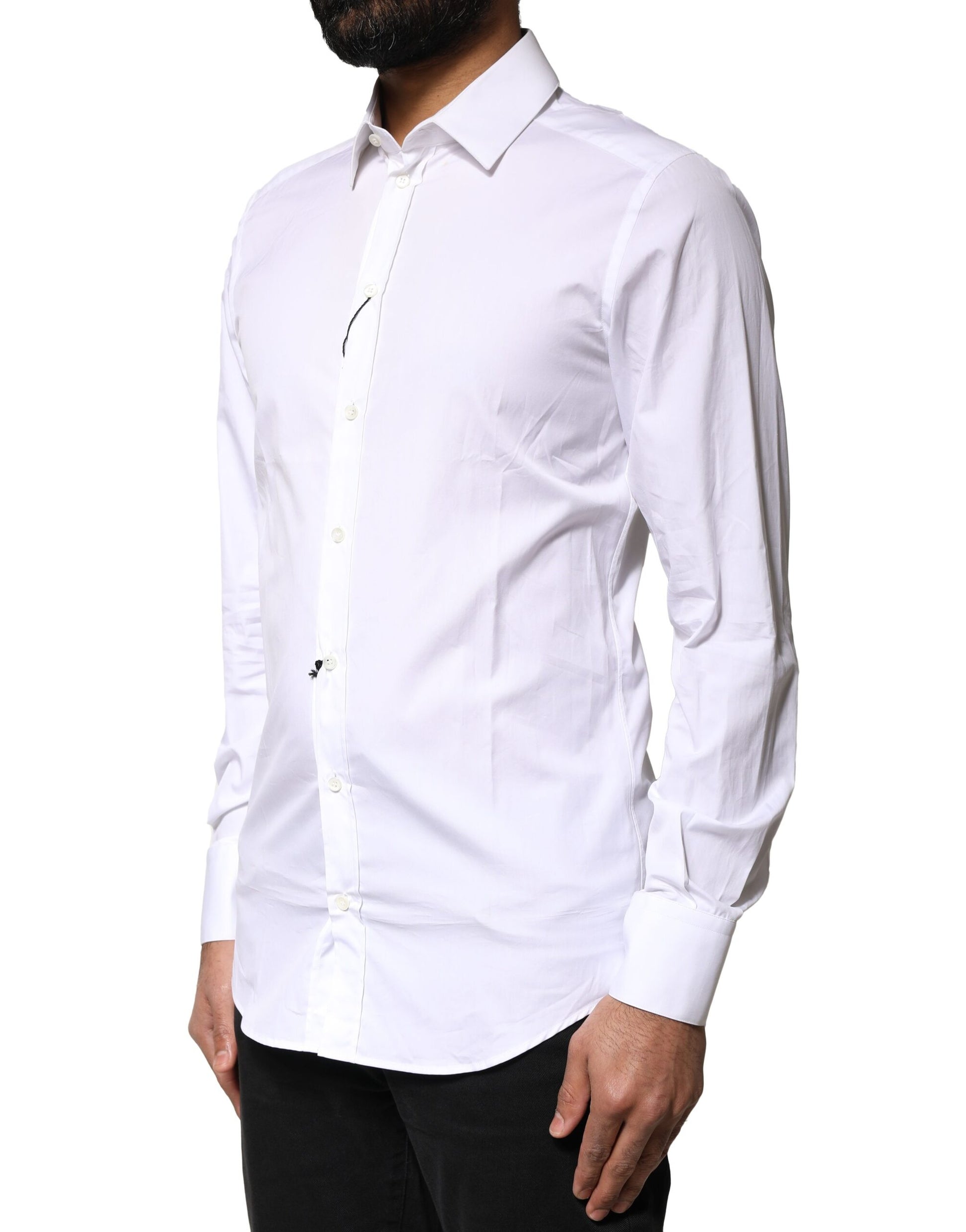 Dolce & Gabbana White GOLD Cotton Long Sleeves Men Dress Shirt by Dolce & Gabbana