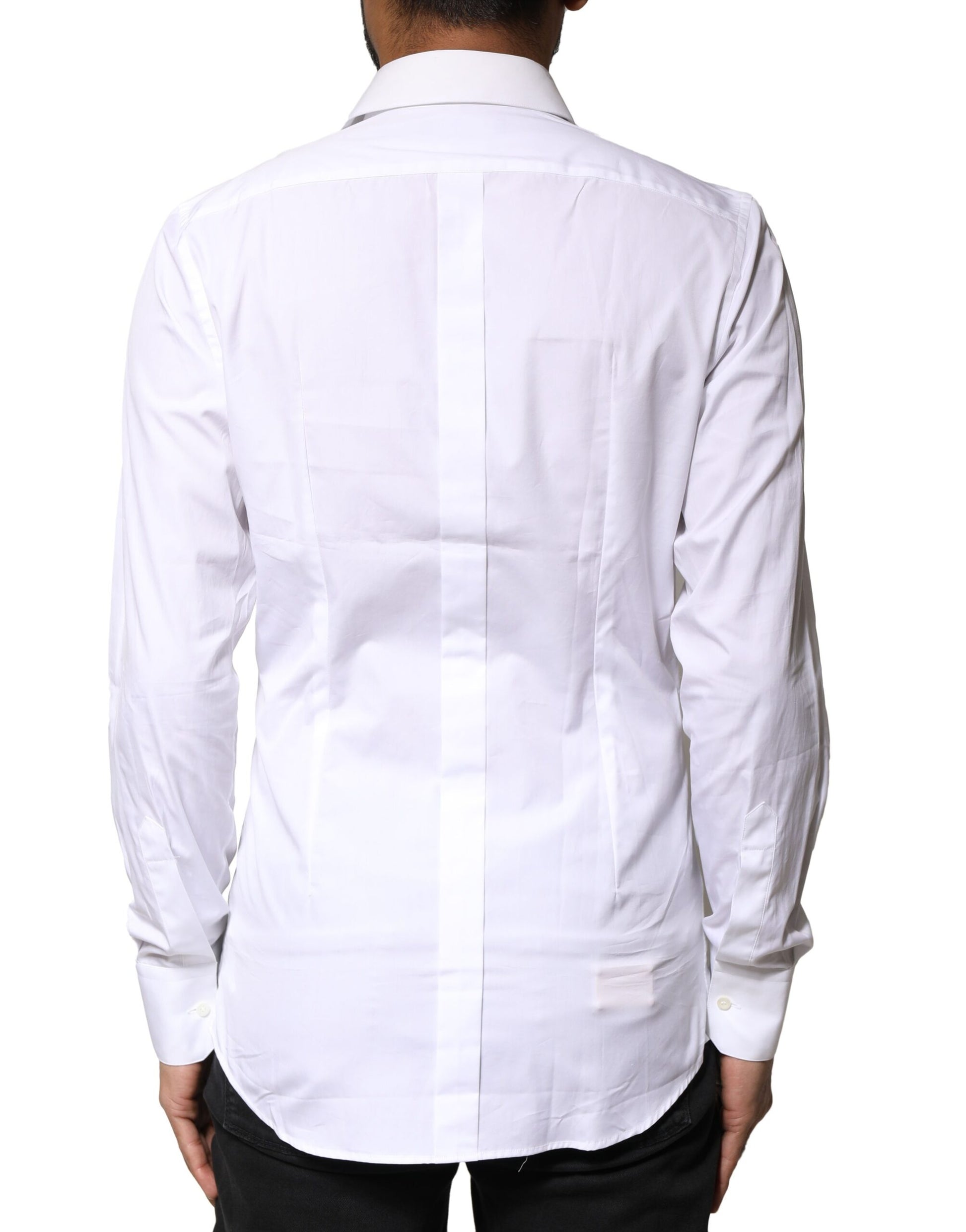 Dolce & Gabbana White GOLD Cotton Long Sleeves Men Dress Shirt by Dolce & Gabbana