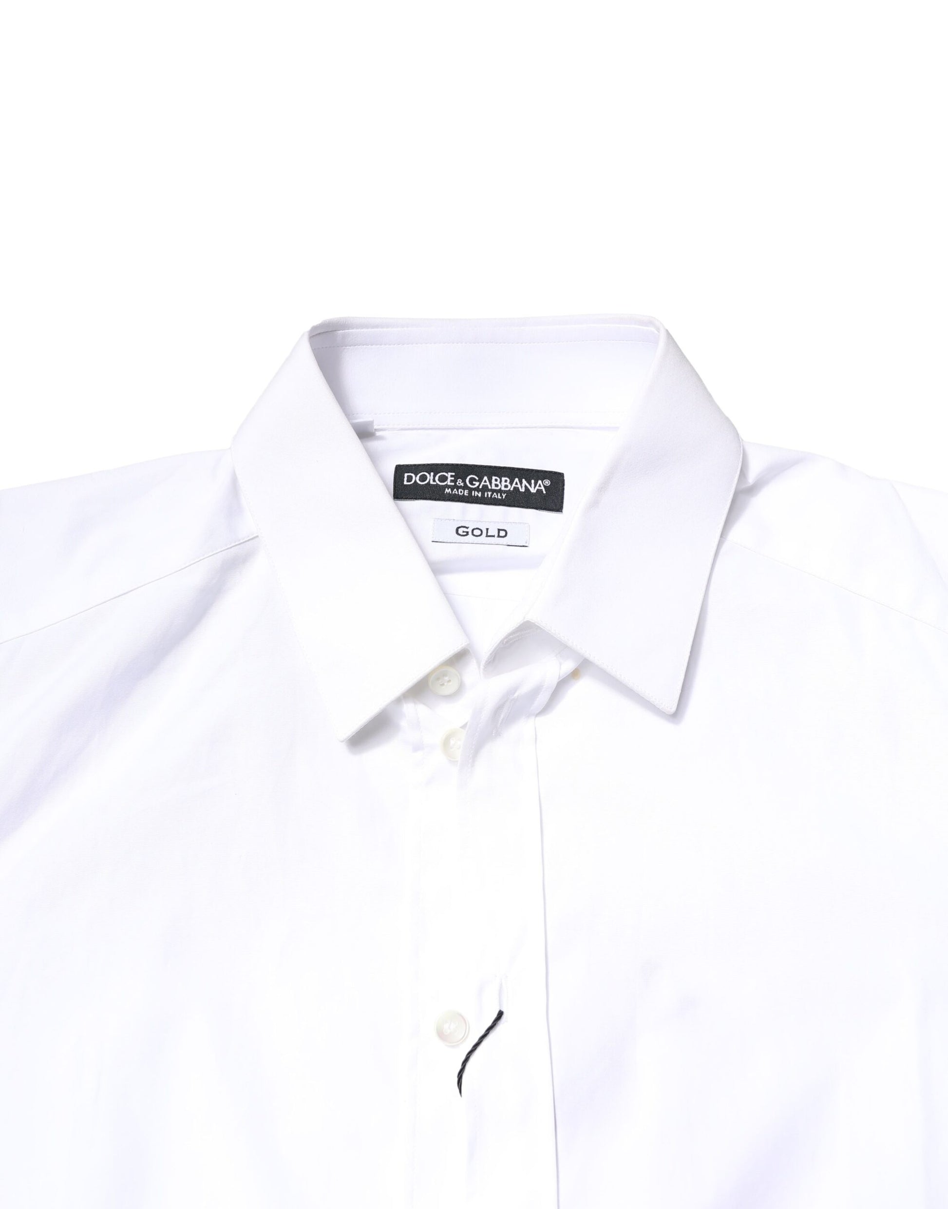 Dolce & Gabbana White GOLD Cotton Long Sleeves Men Dress Shirt by Dolce & Gabbana