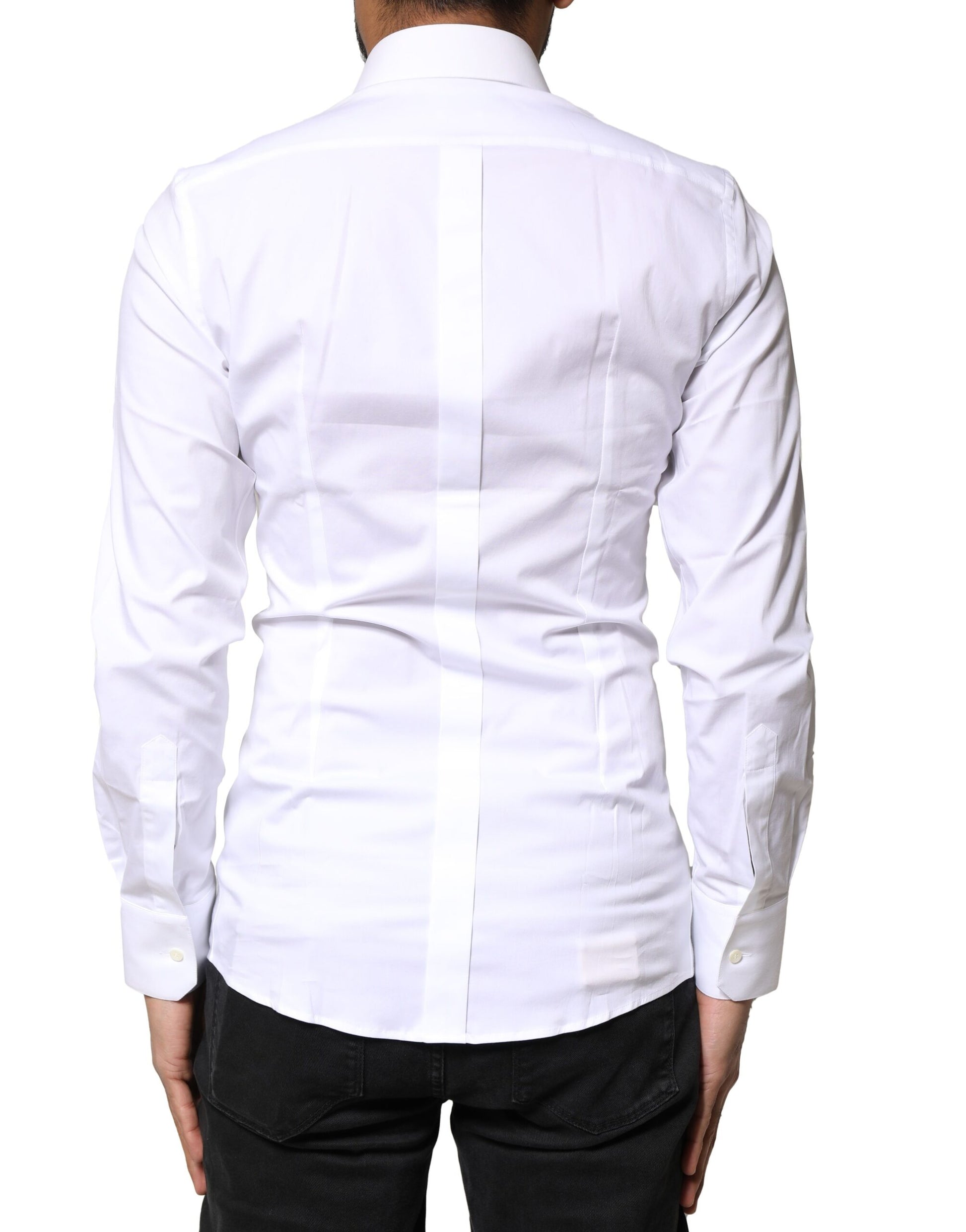 Dolce & Gabbana White GOLD Cotton Long Sleeves Dress Shirt by Dolce & Gabbana