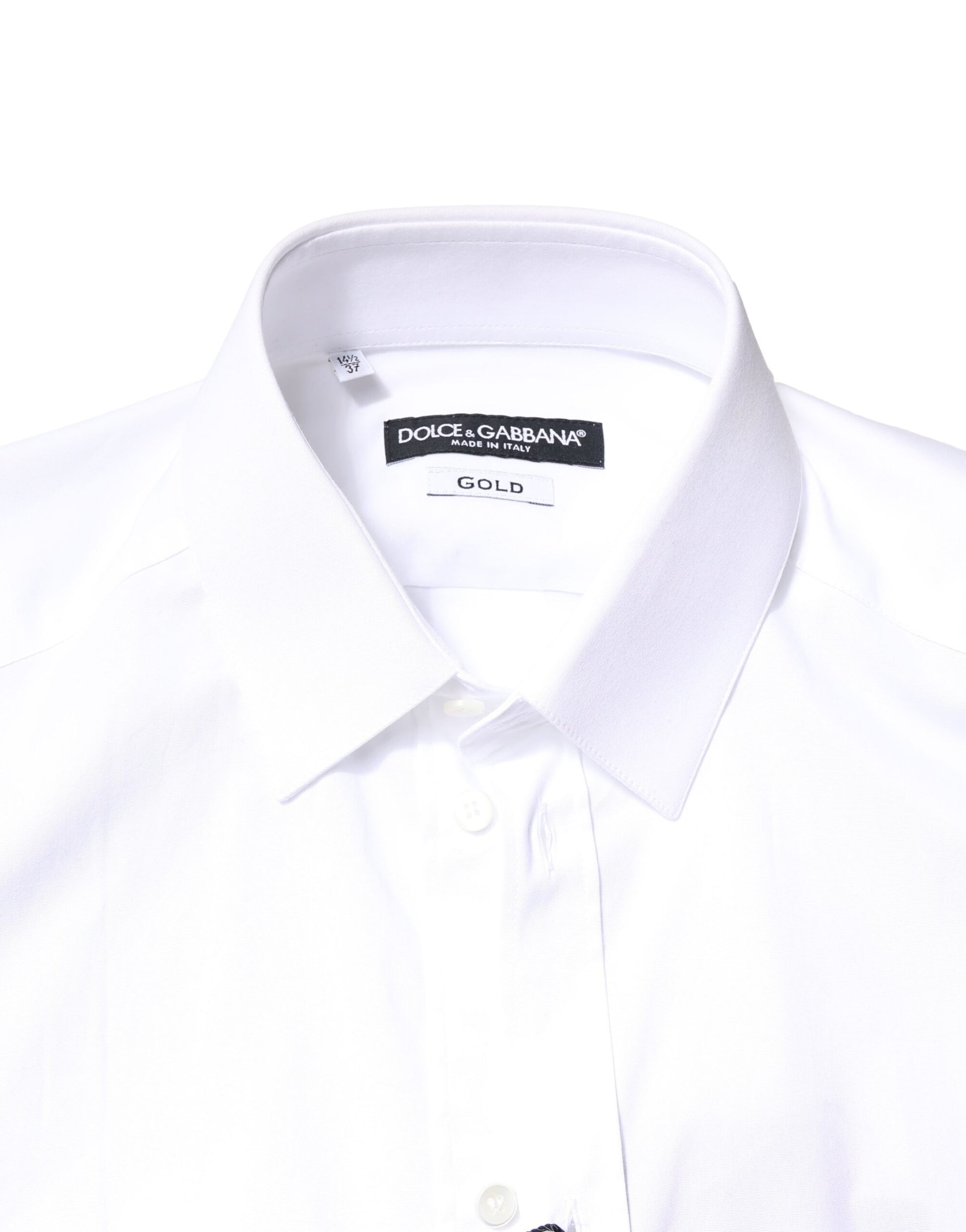 Dolce & Gabbana White GOLD Cotton Long Sleeves Dress Shirt by Dolce & Gabbana