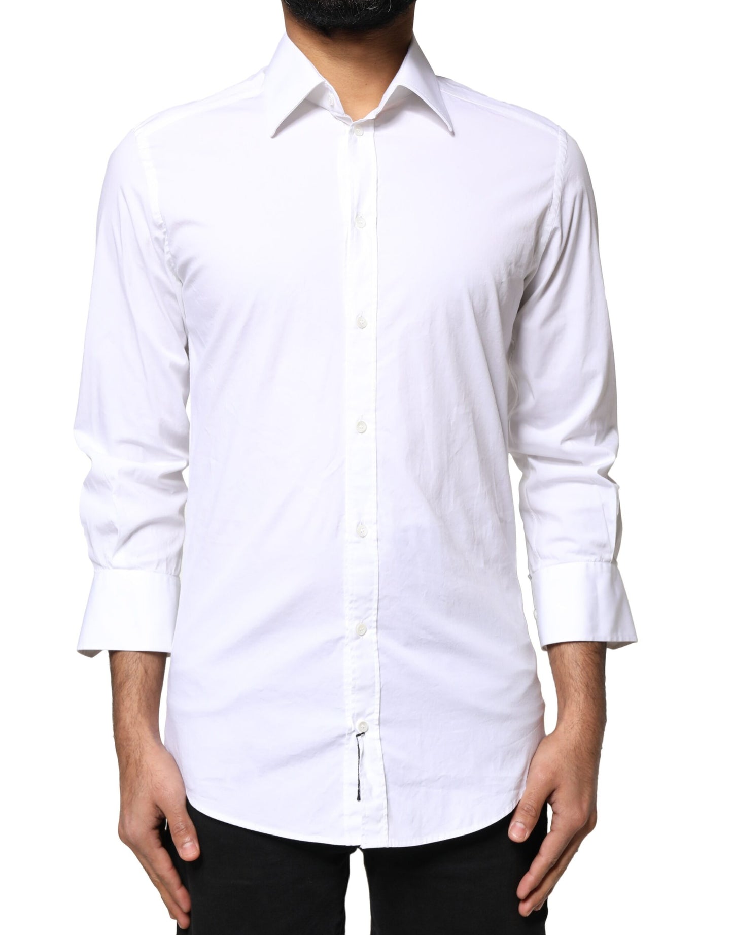 Dolce & Gabbana White GOLD Cotton Long Sleeves Men Dress Shirt by Dolce & Gabbana