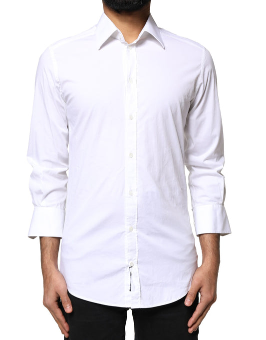 Dolce & Gabbana White GOLD Cotton Long Sleeves Men Dress Shirt by Dolce & Gabbana