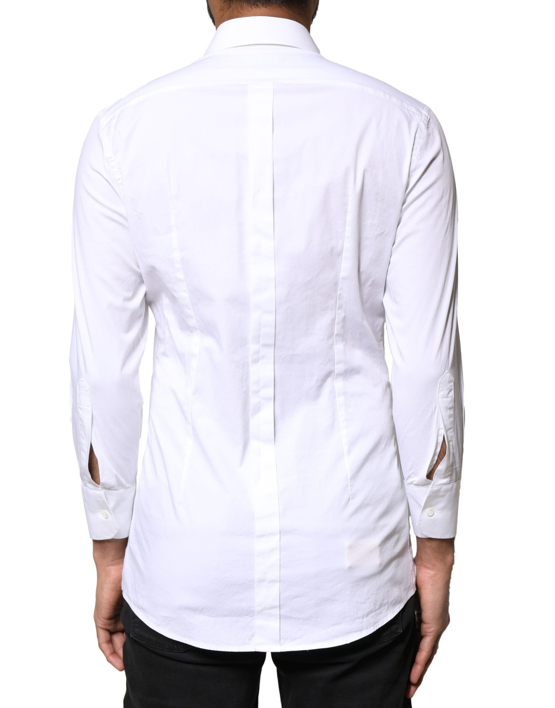 Dolce & Gabbana White GOLD Cotton Long Sleeves Men Dress Shirt by Dolce & Gabbana