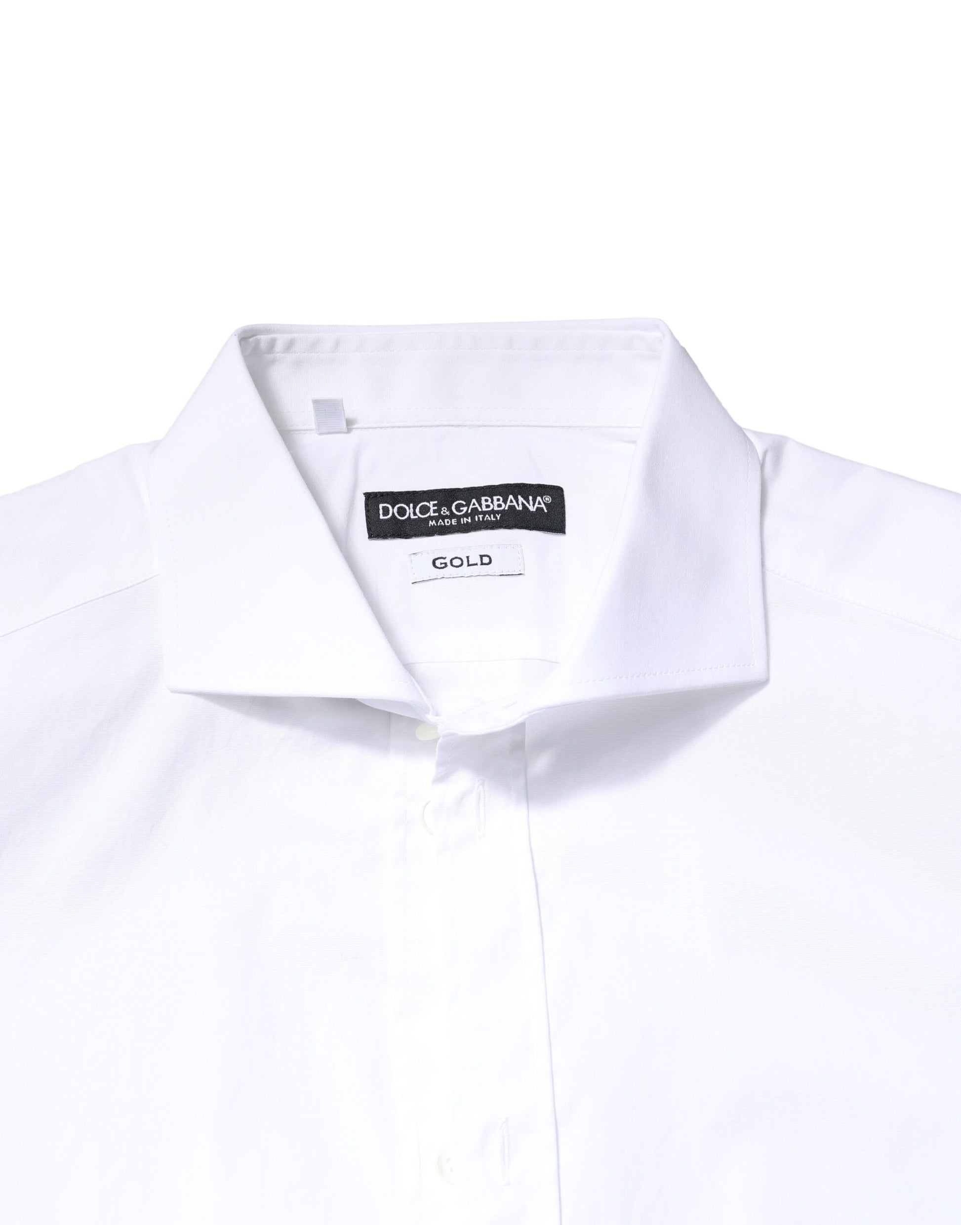 Dolce & Gabbana White GOLD Cotton Long Sleeves Dress Shirt by Dolce & Gabbana