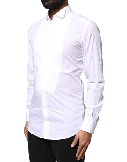 Dolce & Gabbana White GOLD CottonPoplin Bib Formal Dress Shirt by Dolce & Gabbana