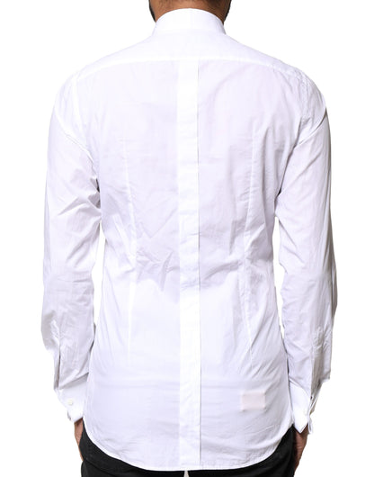Dolce & Gabbana White GOLD CottonPoplin Bib Formal Dress Shirt by Dolce & Gabbana