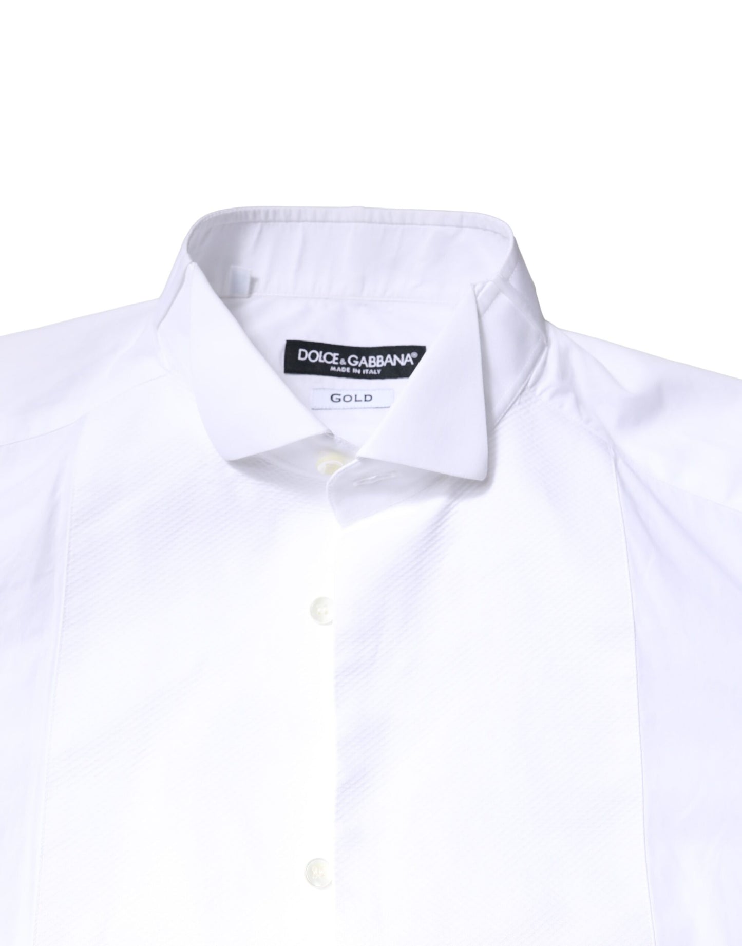Dolce & Gabbana White GOLD CottonPoplin Bib Formal Dress Shirt by Dolce & Gabbana