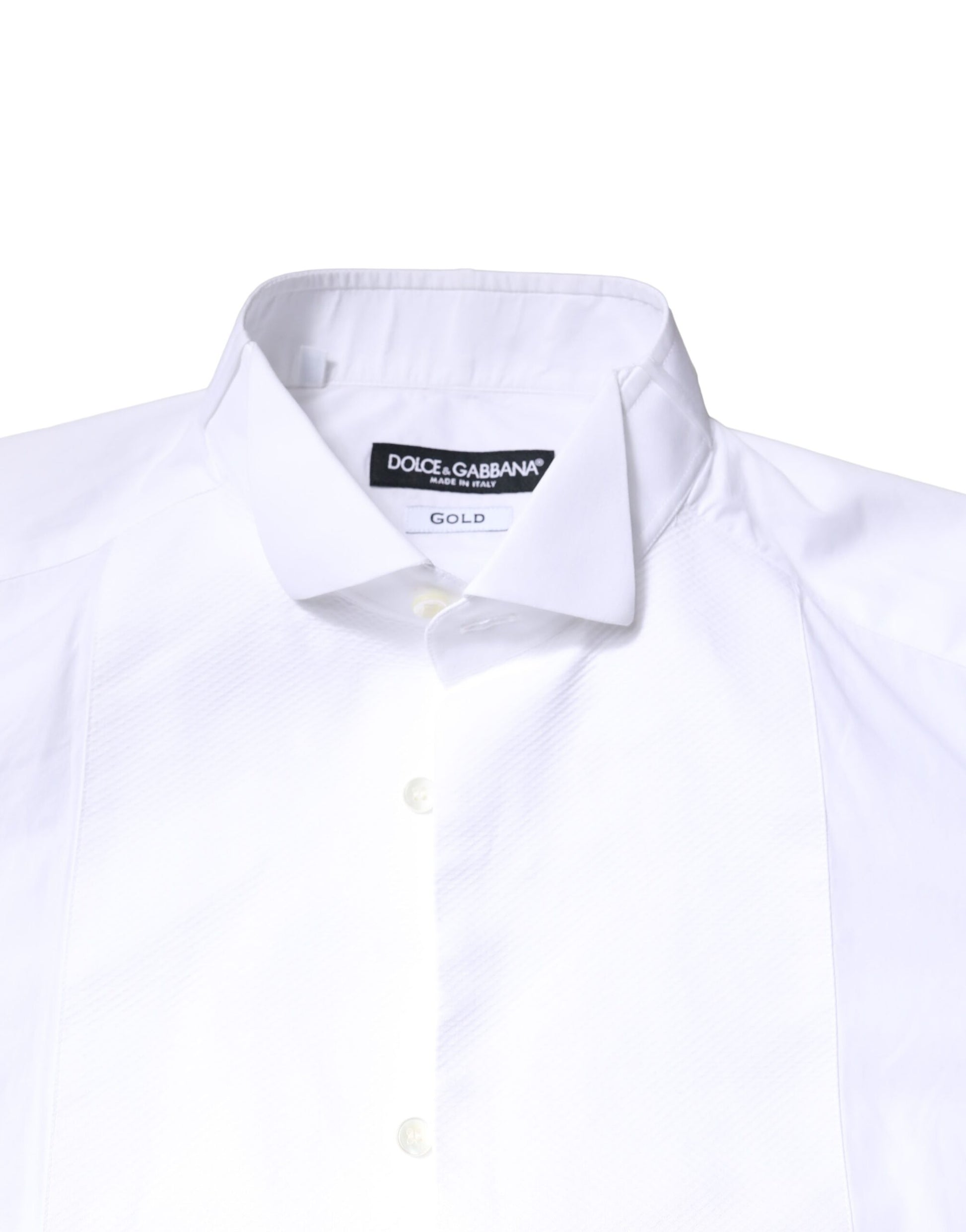 Dolce & Gabbana White GOLD CottonPoplin Bib Formal Dress Shirt by Dolce & Gabbana