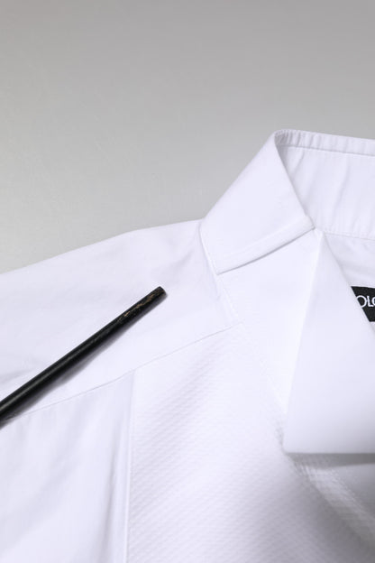Dolce & Gabbana White GOLD CottonPoplin Bib Formal Dress Shirt by Dolce & Gabbana