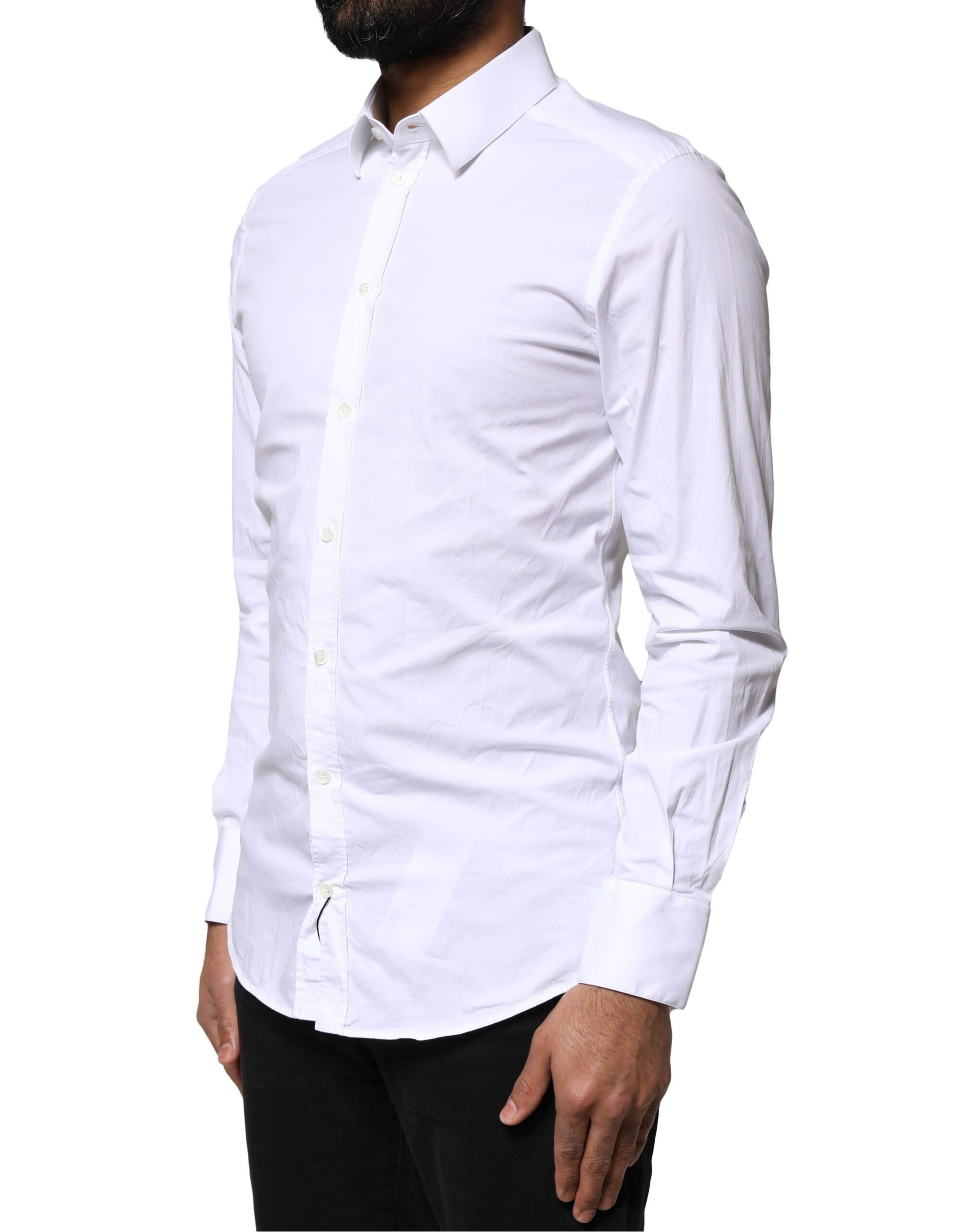 Dolce & Gabbana White GOLD Cotton Long Sleeves Dress Shirt by Dolce & Gabbana