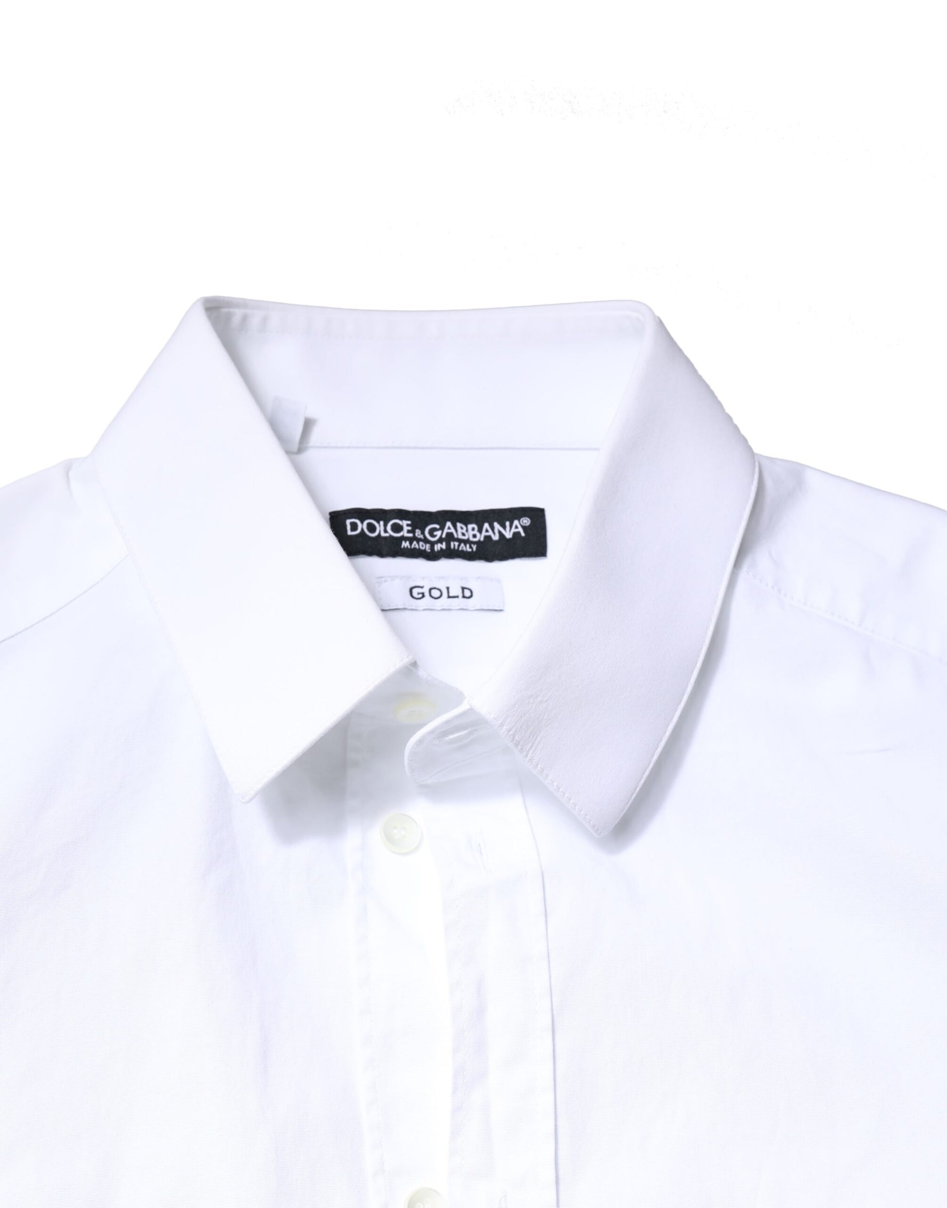 Dolce & Gabbana White GOLD Cotton Long Sleeves Dress Shirt by Dolce & Gabbana