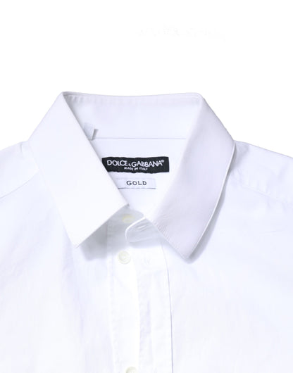 Dolce & Gabbana White GOLD Cotton Long Sleeves Dress Shirt by Dolce & Gabbana