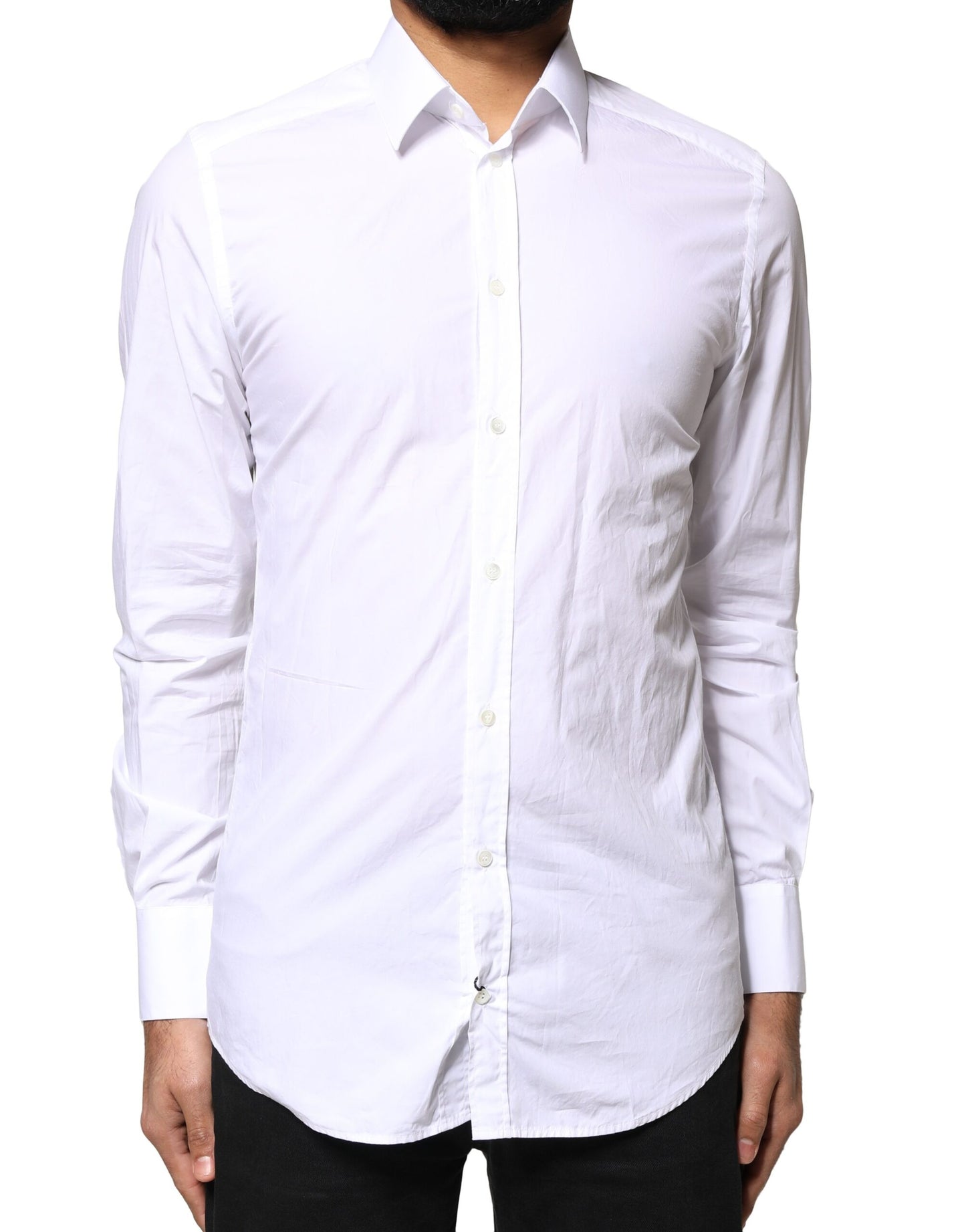 Dolce & Gabbana White GOLD Cotton Long Sleeves Men Dress Shirt by Dolce & Gabbana