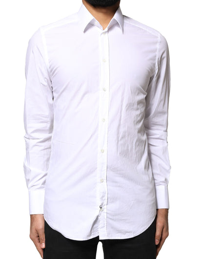 Dolce & Gabbana White GOLD Cotton Long Sleeves Men Dress Shirt by Dolce & Gabbana