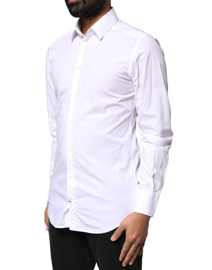 Dolce & Gabbana White GOLD Cotton Long Sleeves Men Dress Shirt by Dolce & Gabbana