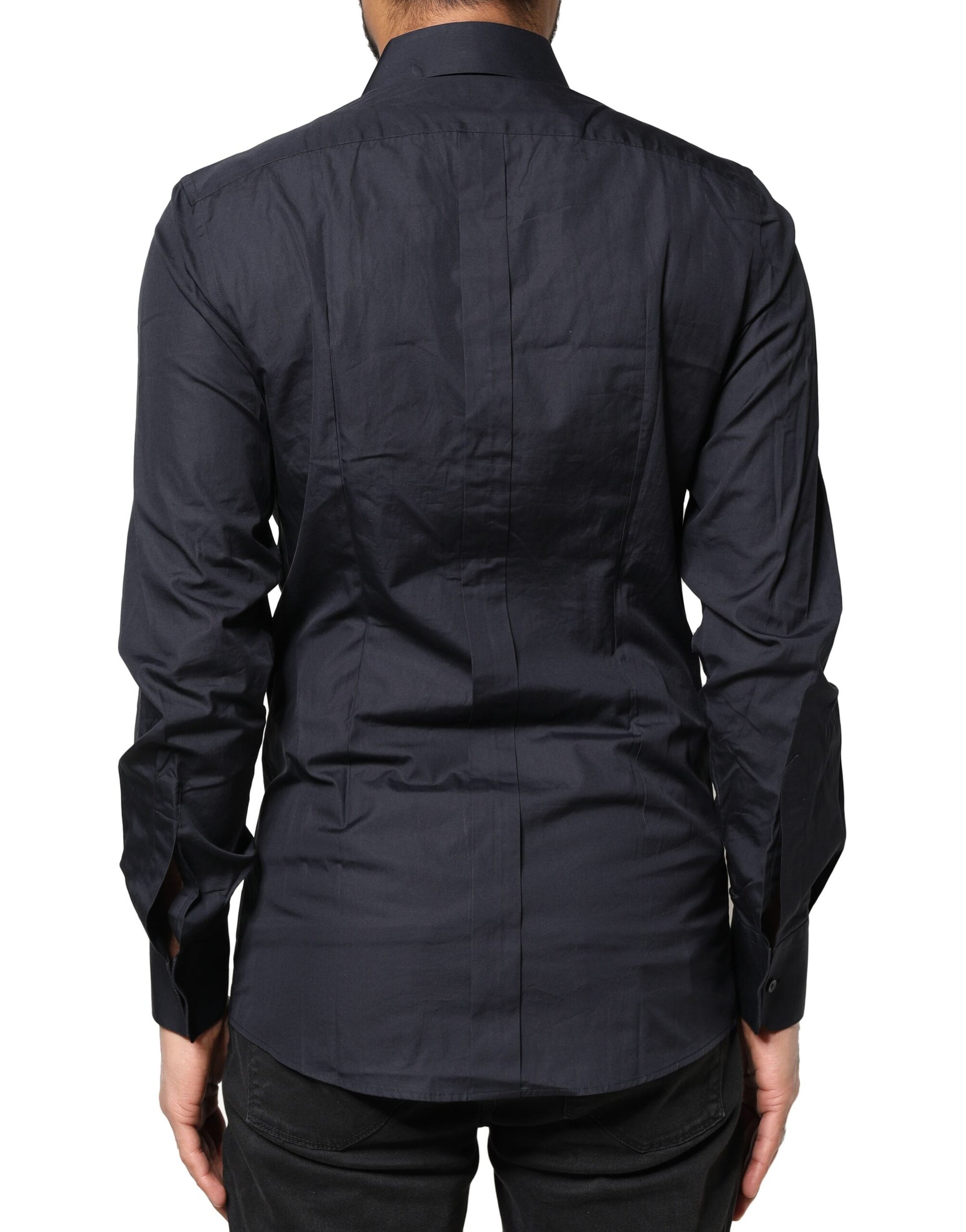 Dolce & Gabbana Dark Blue GOLD Cotton Long Sleeves Dress Shirt by Dolce & Gabbana