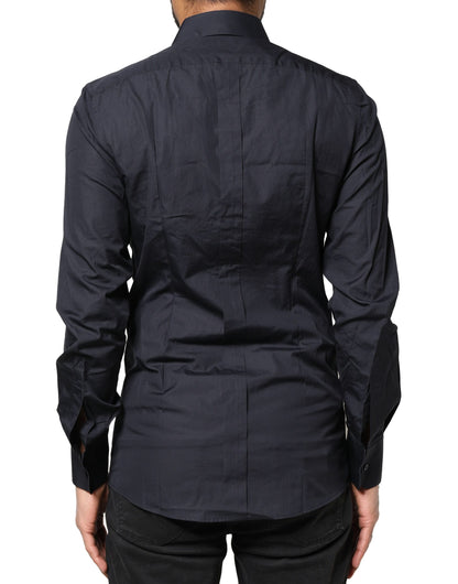 Dolce & Gabbana Dark Blue GOLD Cotton Long Sleeves Dress Shirt by Dolce & Gabbana
