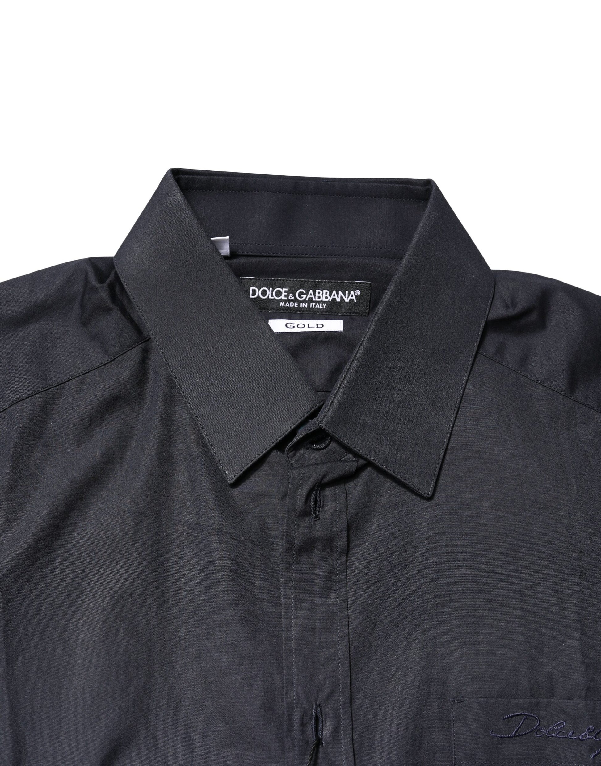 Dolce & Gabbana Dark Blue GOLD Cotton Long Sleeves Dress Shirt by Dolce & Gabbana