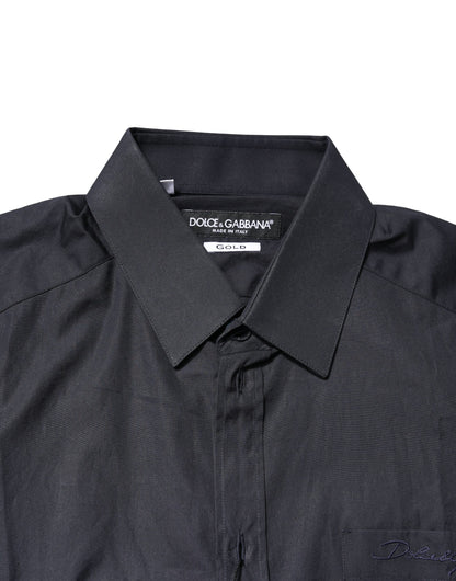 Dolce & Gabbana Dark Blue GOLD Cotton Long Sleeves Dress Shirt by Dolce & Gabbana
