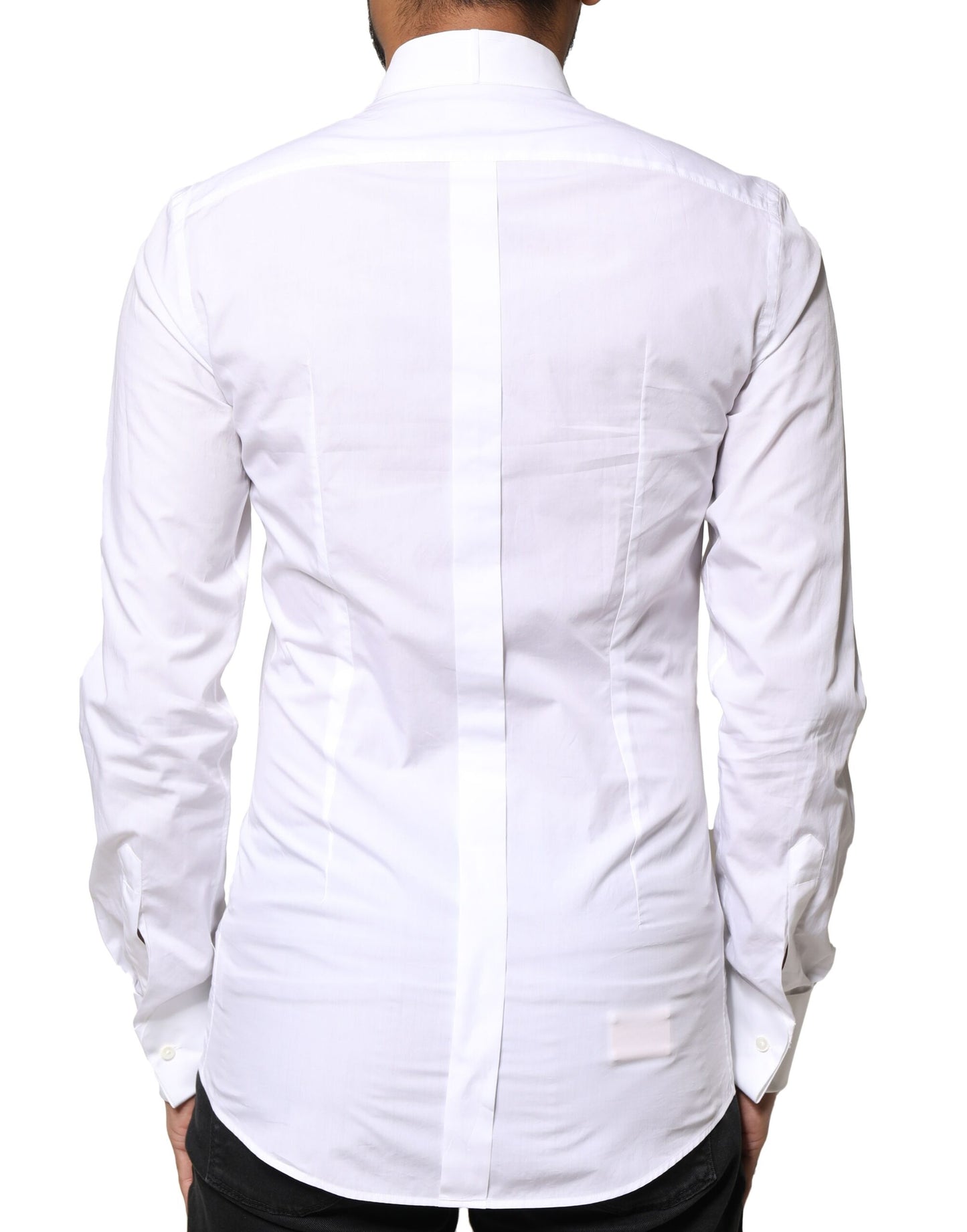 Dolce & Gabbana White GOLD Cotton Poplin Bib Formal Men Dress Shirt by Dolce & Gabbana