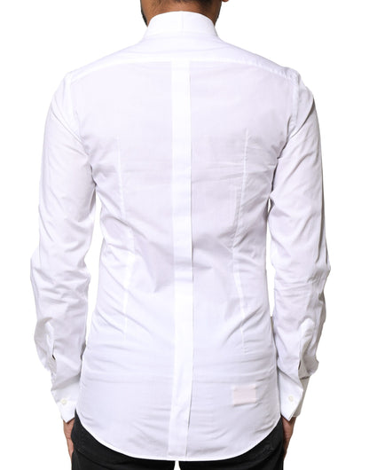 Dolce & Gabbana White GOLD Cotton Poplin Bib Formal Men Dress Shirt by Dolce & Gabbana