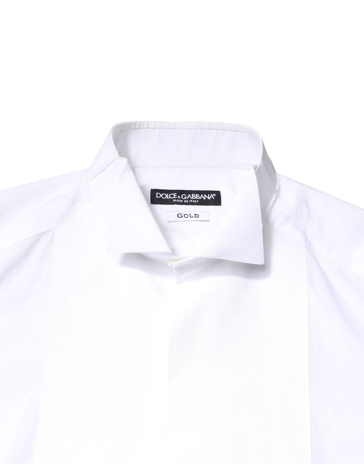 Dolce & Gabbana White GOLD Cotton Poplin Bib Formal Men Dress Shirt by Dolce & Gabbana