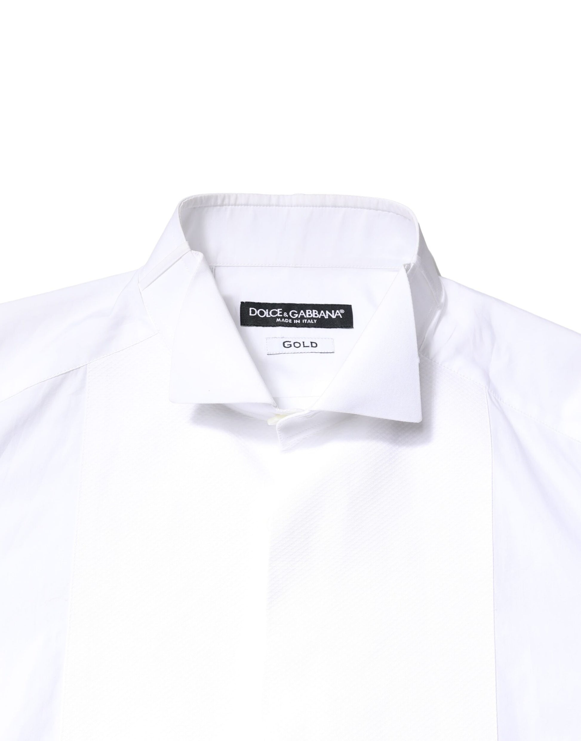 Dolce & Gabbana White GOLD Cotton Poplin Bib Formal Men Dress Shirt by Dolce & Gabbana