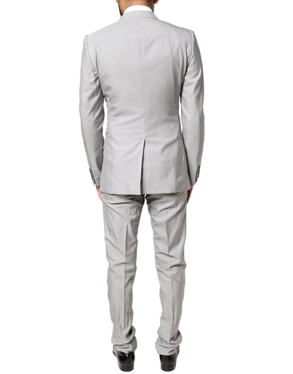 Costume deux pièces en laine gris clair Dolce &amp; Gabbana, coupe formelle, couleur or