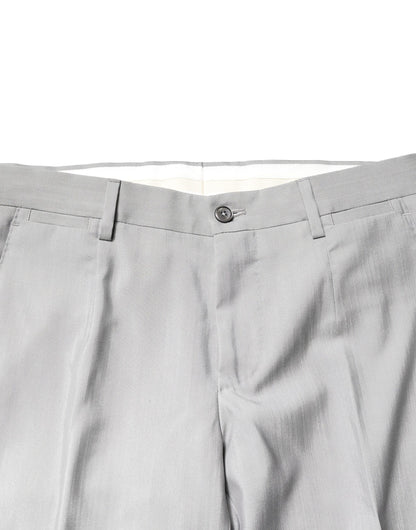 Costume deux pièces en laine gris clair Dolce &amp; Gabbana, coupe formelle, couleur or