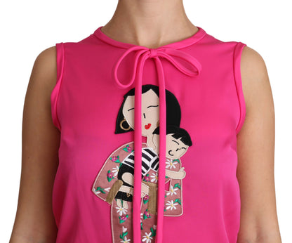 Dolce & Gabbana Pink Family Silk Tank Mama Blouse Top Shirt by Dolce & Gabbana