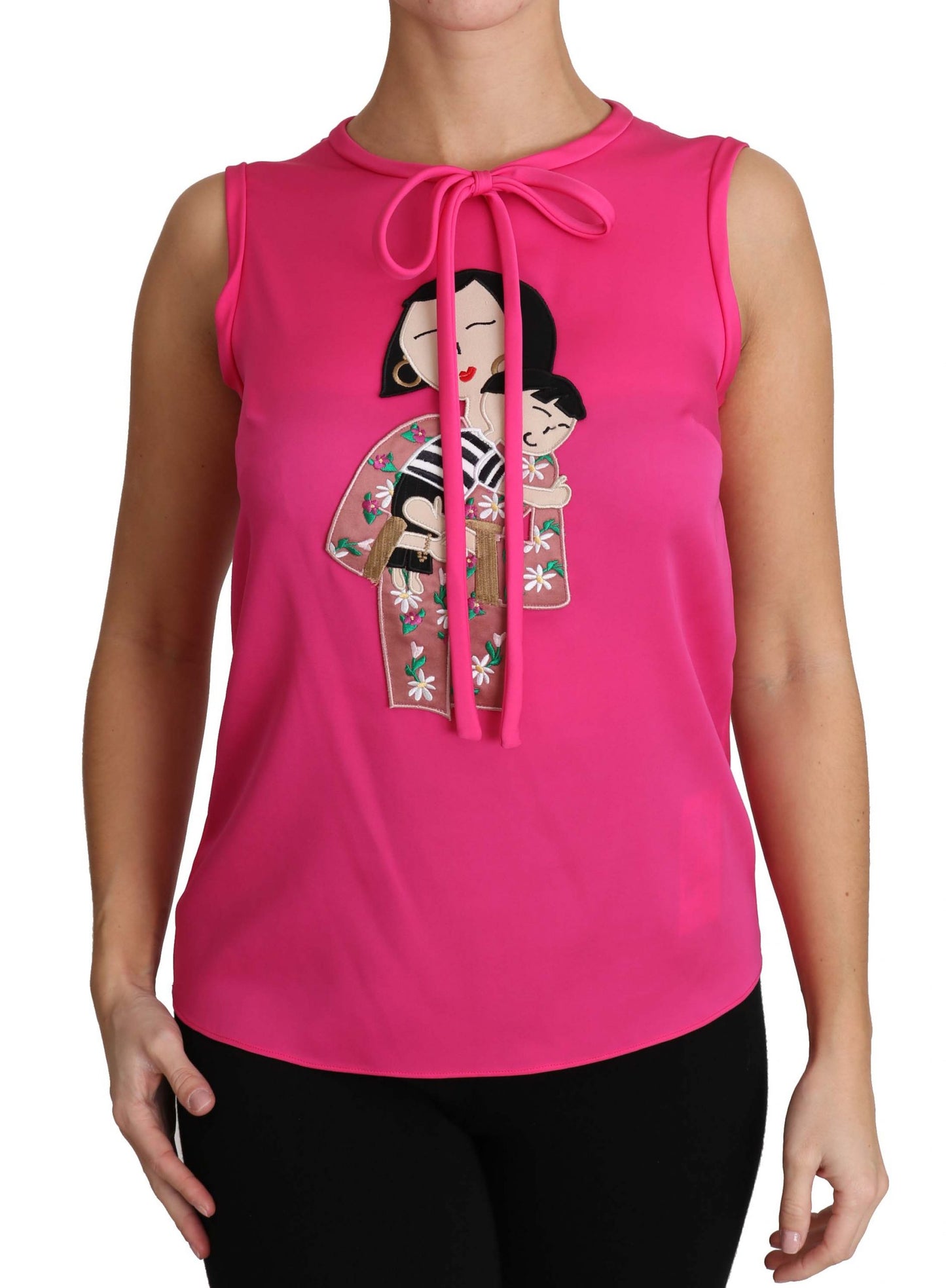Dolce & Gabbana Pink Family Silk Tank Mama Blouse Top Shirt by Dolce & Gabbana